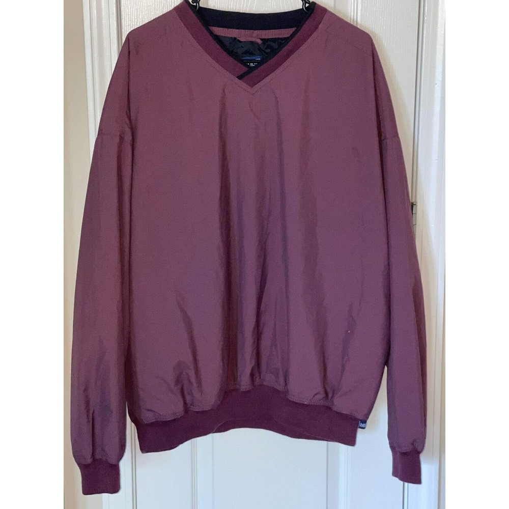 NEW LA Loving‎ Men's Size XL V-Neck Pullover Golf Windbreaker Burgundy Jacket
